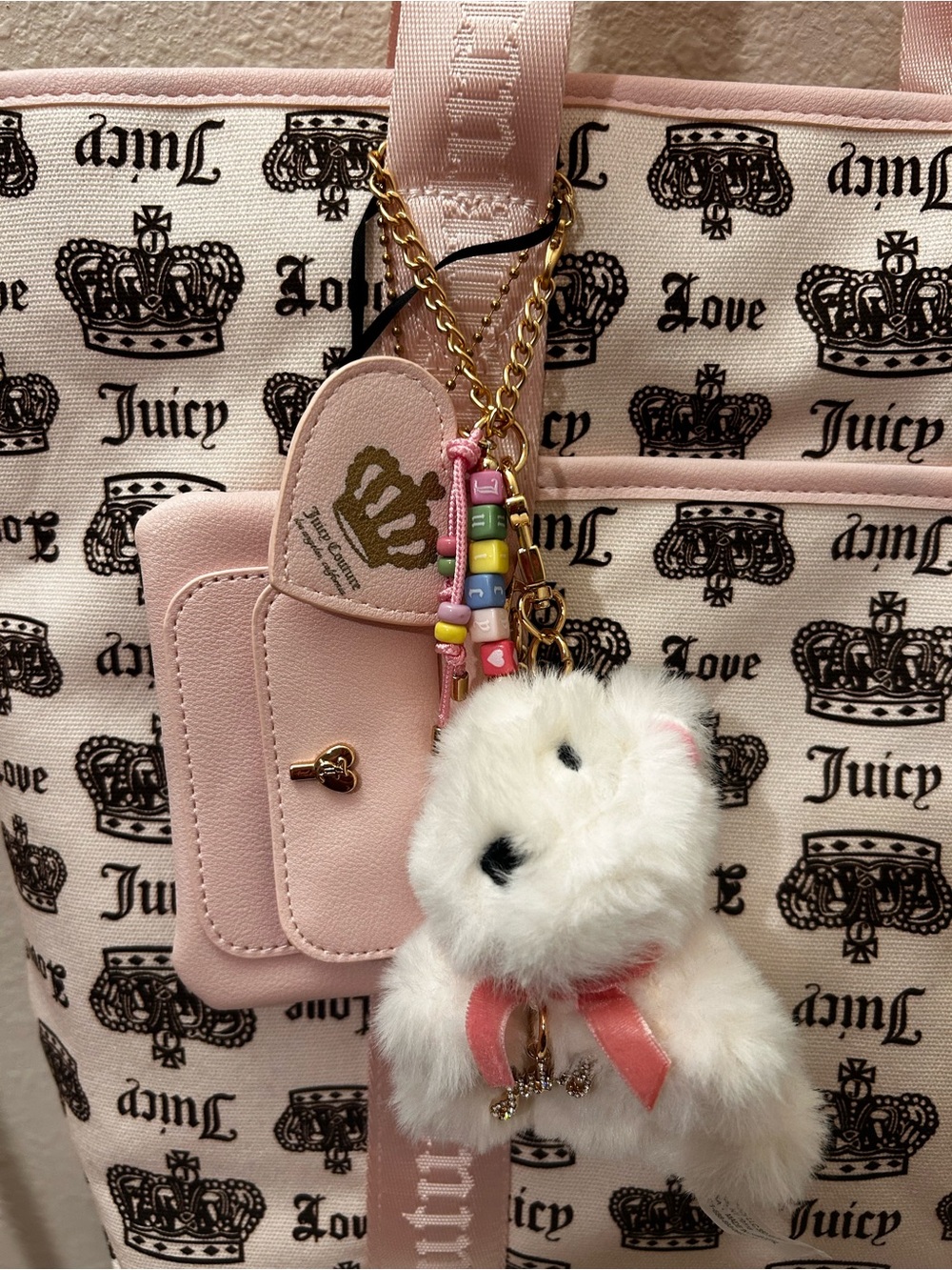 Juicy Couture Juicy Festival Tote Scotty Dog Cream Chocolate TikTok Viral Y2K - Picture 3 of 4